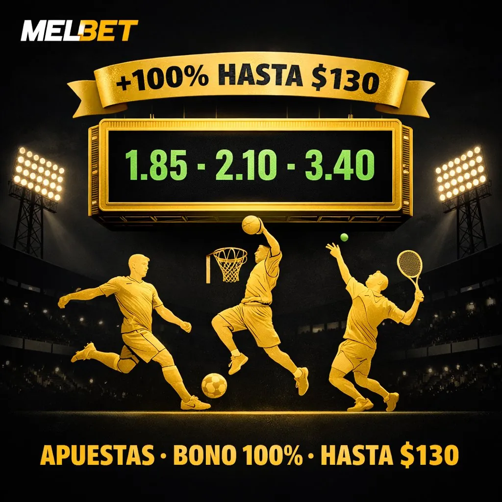 Melbet apuestas jumbotron cuotas siluetas deportes bono 130 fondo oscuro
