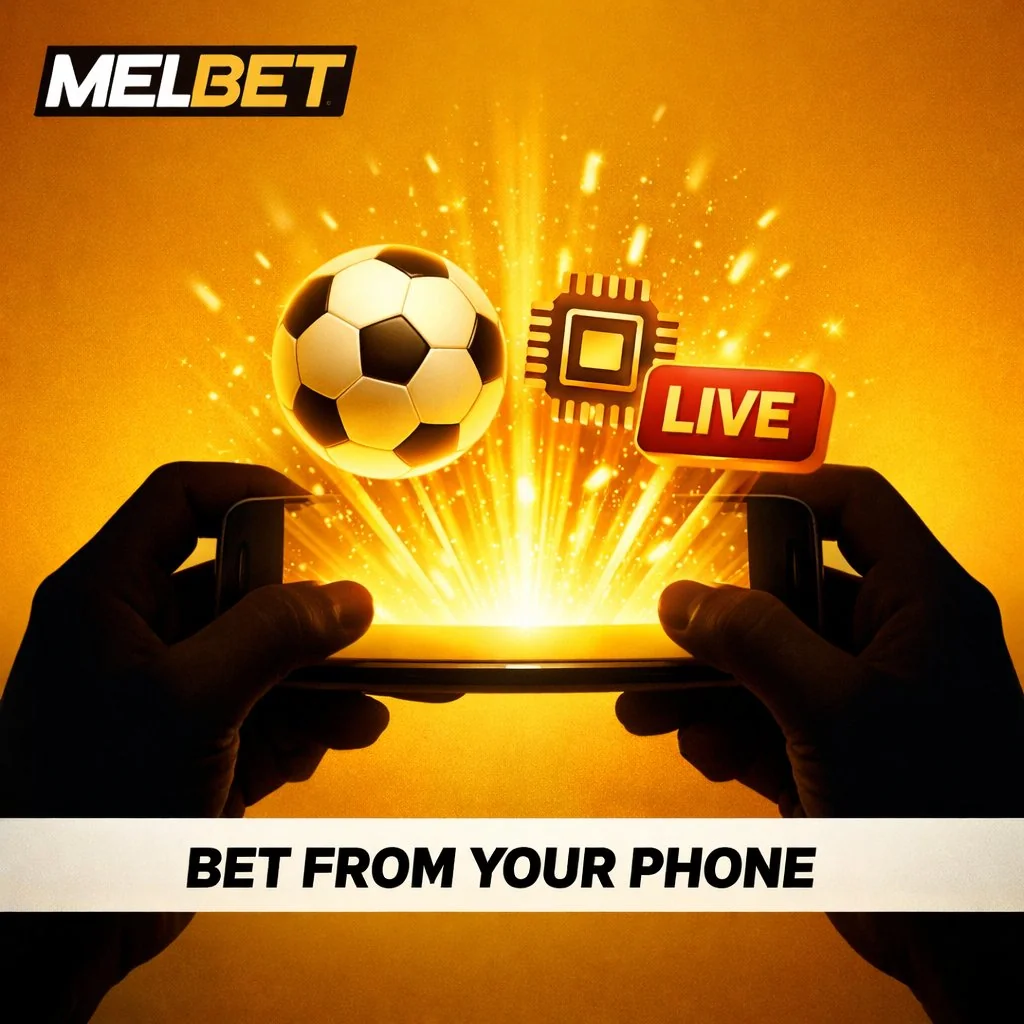 Melbet mobile hands silhouette screen bonus 1800 130 chips gold background